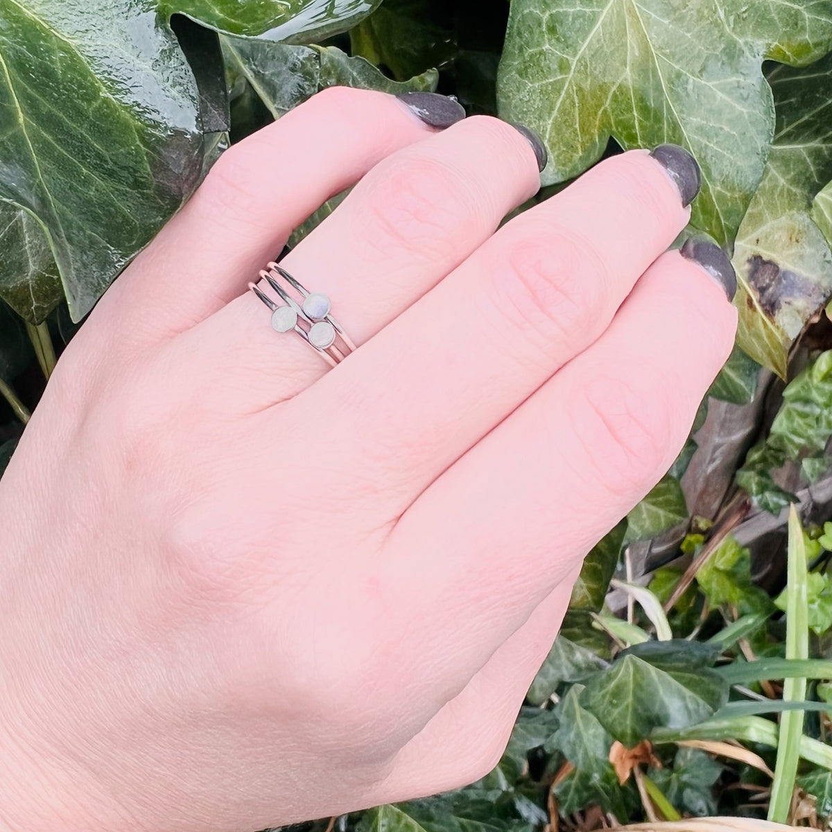 Confetti Dot Stacked Rings in Sterling from Favor
