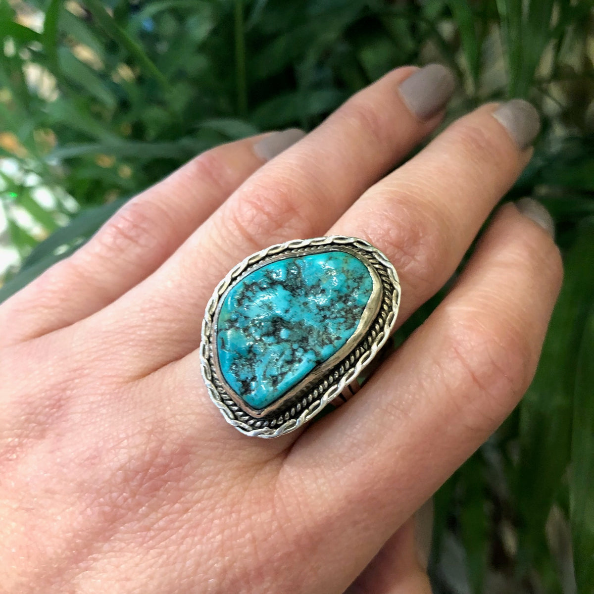 Bold Vintage Turquoise and Sterling Ring by Cortez