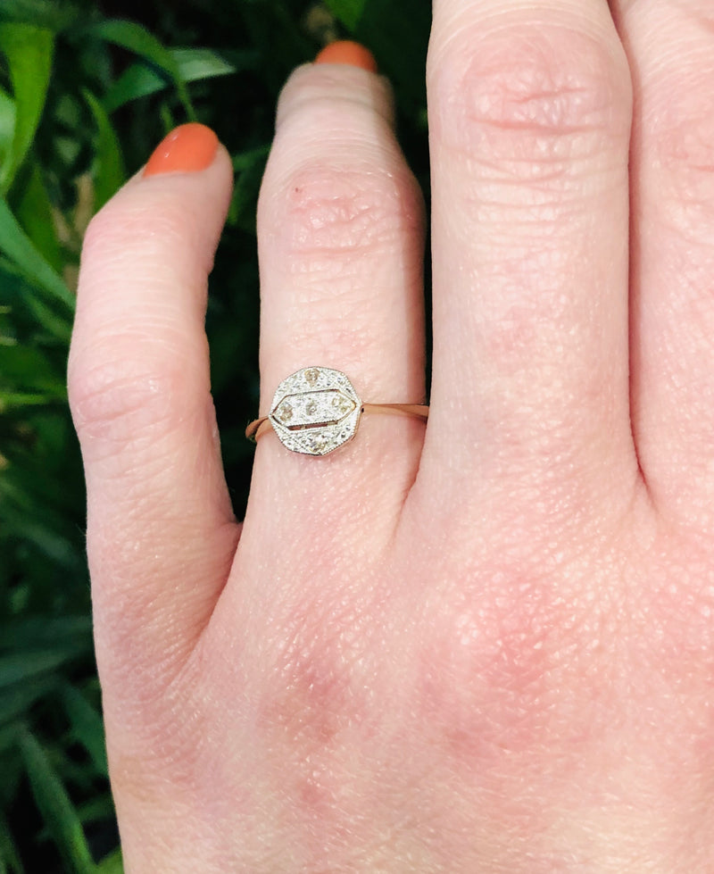 Vintage Edwardian Platinum and 18k Diamond Ring