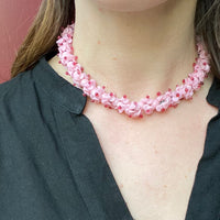 Clustered Blossoms Pink Glass Bead Choker
