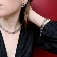 Fabulous Choker, Bracelet & Earring Set Signed Margot de Taxco