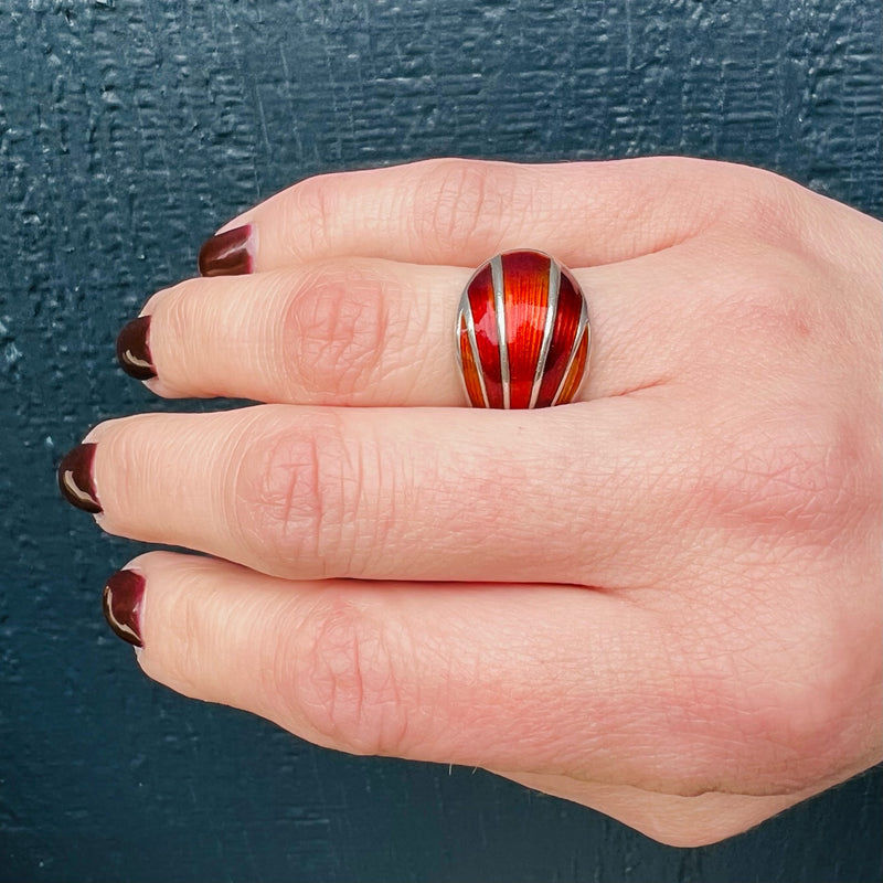 Juicy Guilloché Enamel Ring by D. Andersen