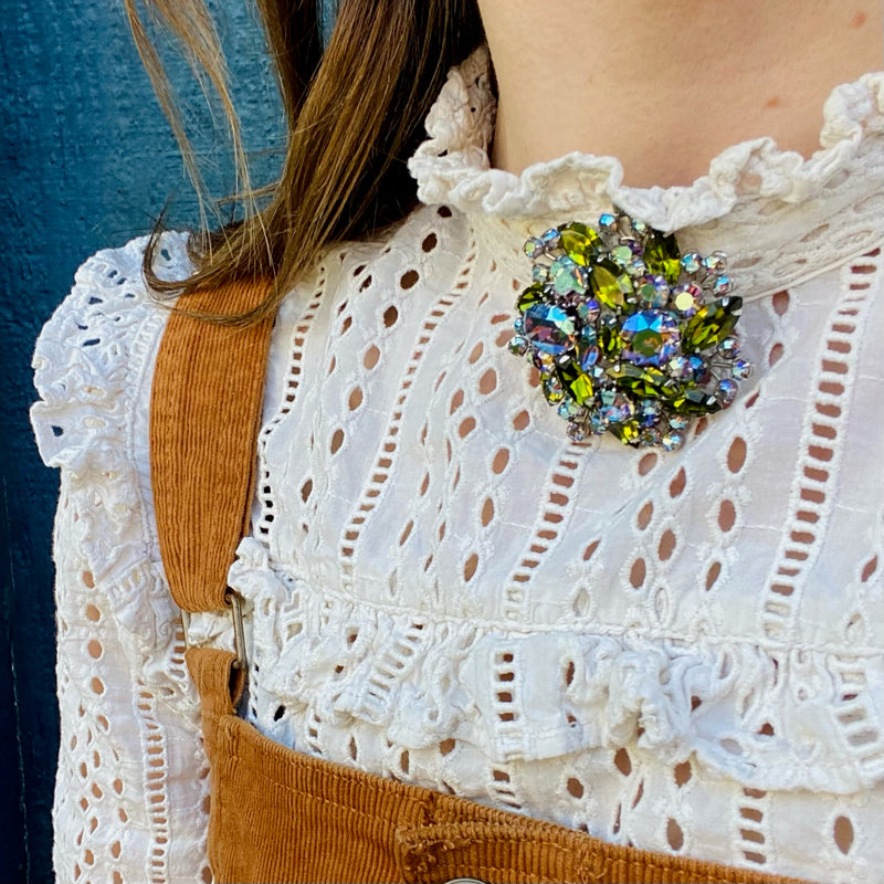 Exquisite Mid Century Sherman Crystal Brooch