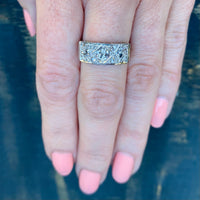 Deco Rose & Old Mine Cut Diamond Panel Ring
