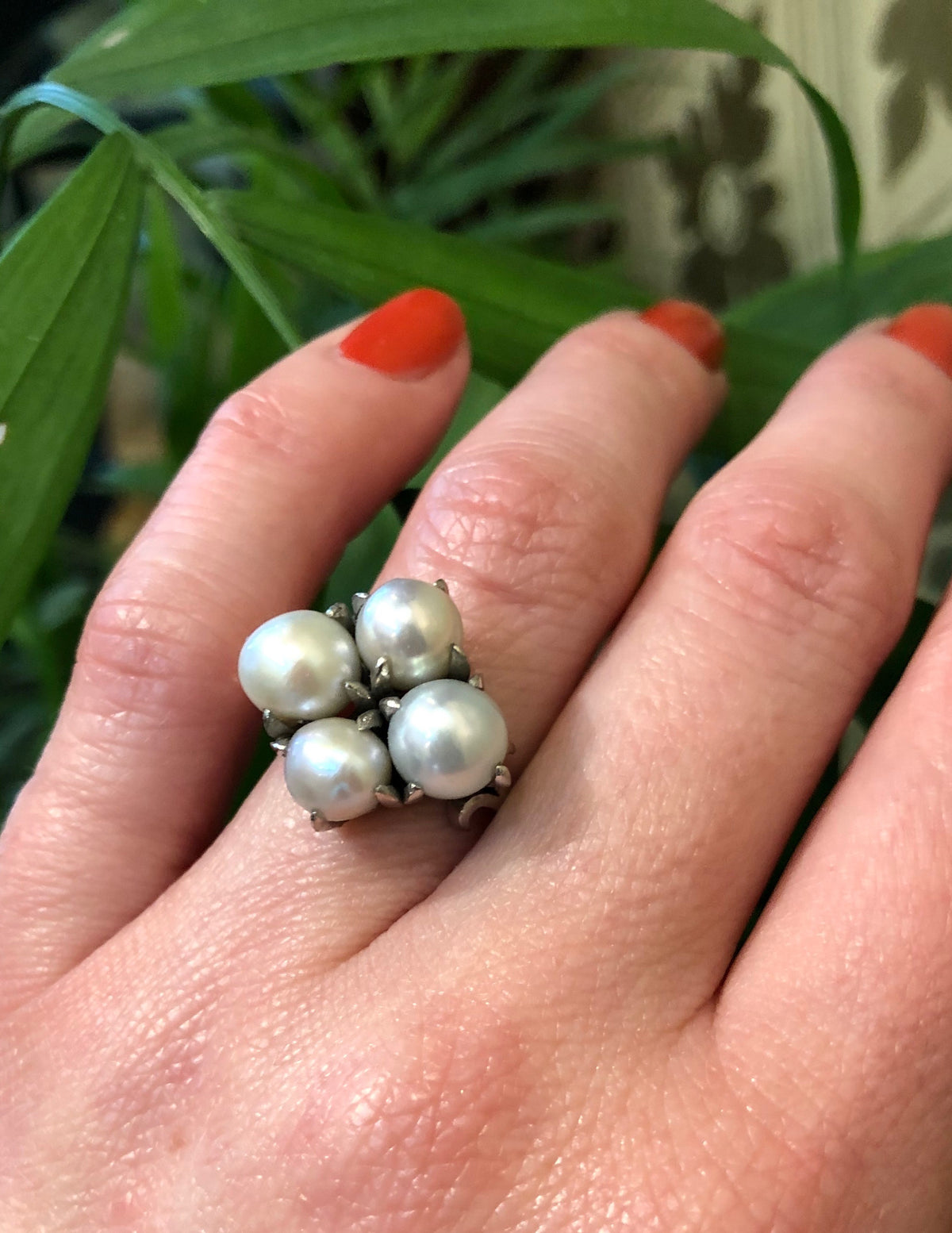 1960's Baroque Grey Pearl Cocktail Ring