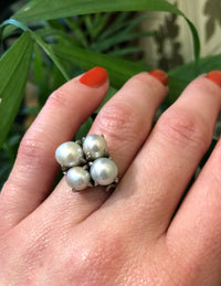 1960's Baroque Grey Pearl Cocktail Ring