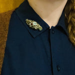 Antique Enamel and Table Cut Gemstone Brooch