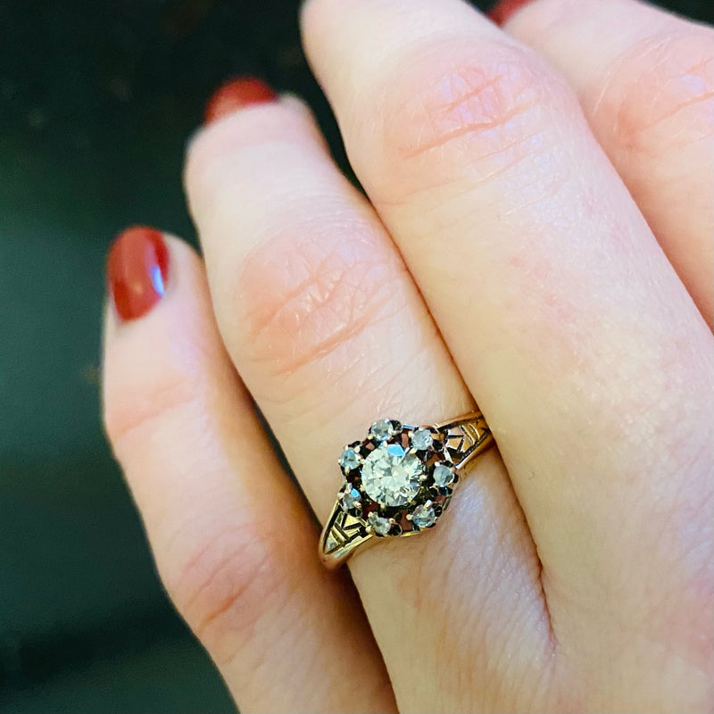 Antique Rose Cut Diamond Halo Ring