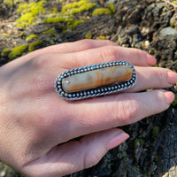 Leopard Agate Sugar Loaf Knuckleduster Ring