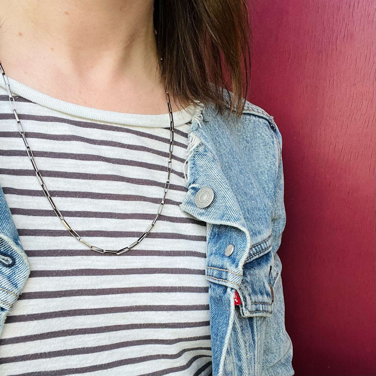 Rectangle Link Hand Made Sterling Chain