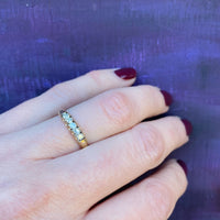 Five Diamond Knife Edge Gold Wedding Band