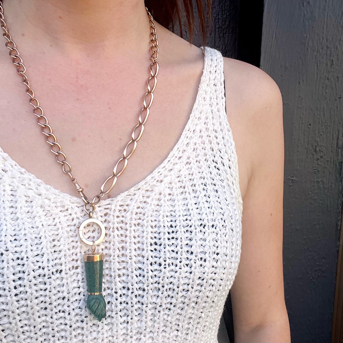Gorgeous Green Aventurine Figa with 18k Fittings