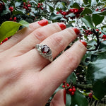 Bows and Daisies Filigree Garnet Ring