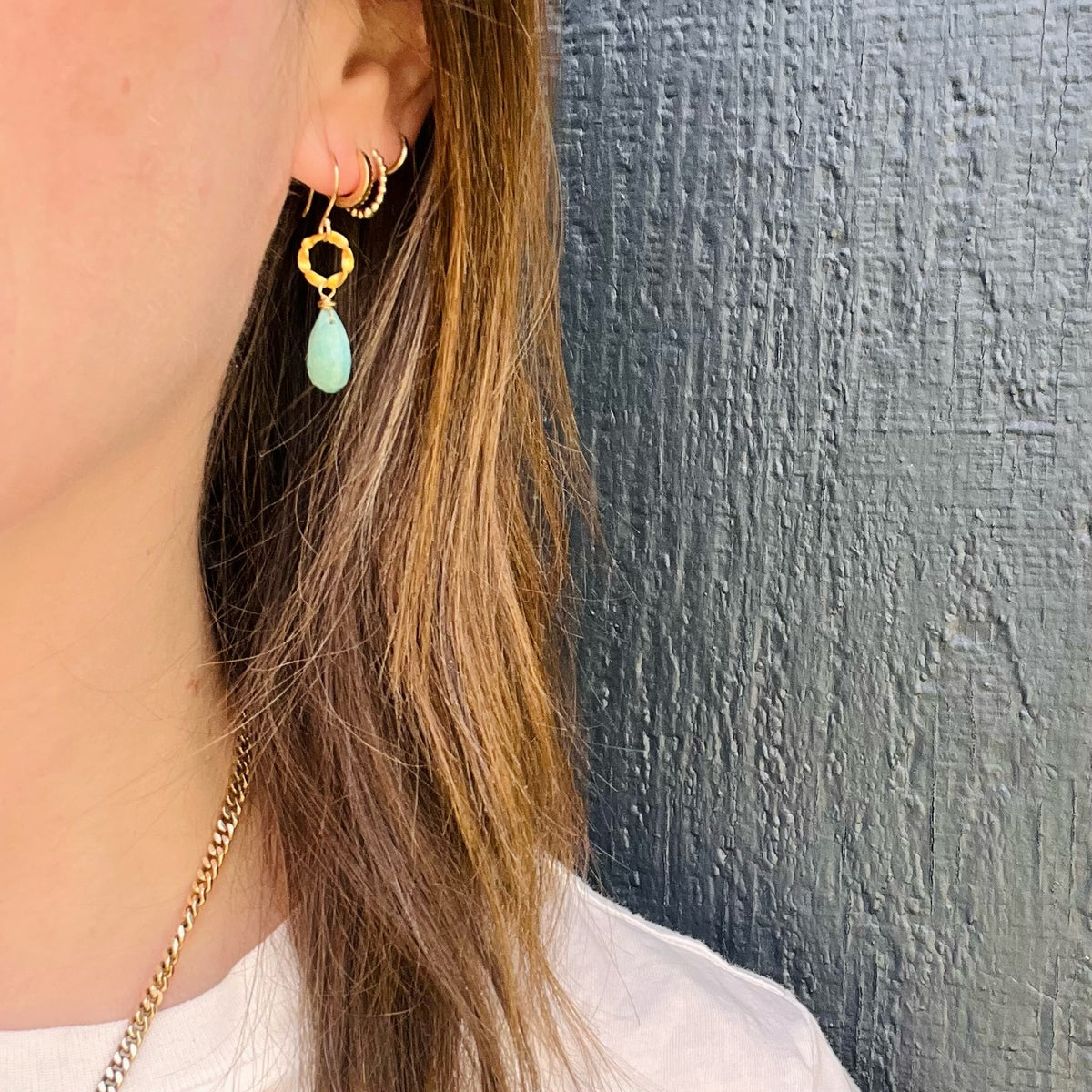 Twisted O Turquoise Ear Drops by brunet