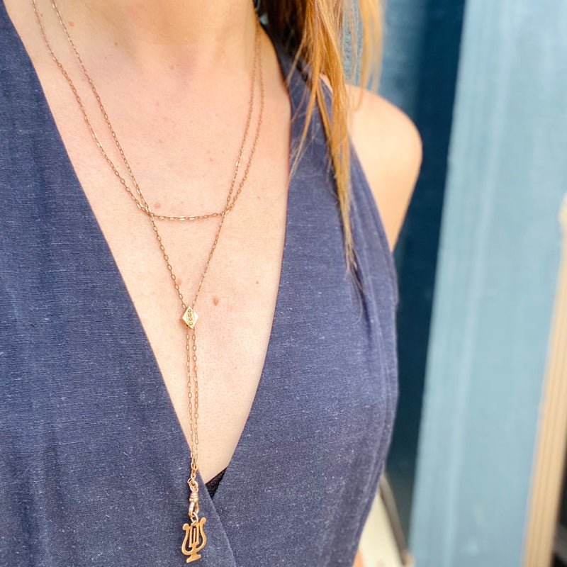 Long Victorian Slide Chain with Tiny Pearls
