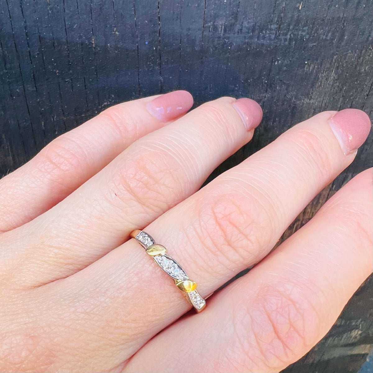 Palladium & 18k Retro Diamond Band