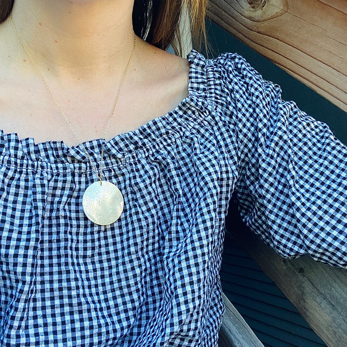 Mother of Pearl Gambling Token Necklace
