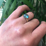 Big Blue Zircon Solitaire Engagement Ring