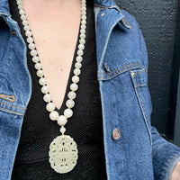 Antique Mutton Fat Carved Jade Necklace