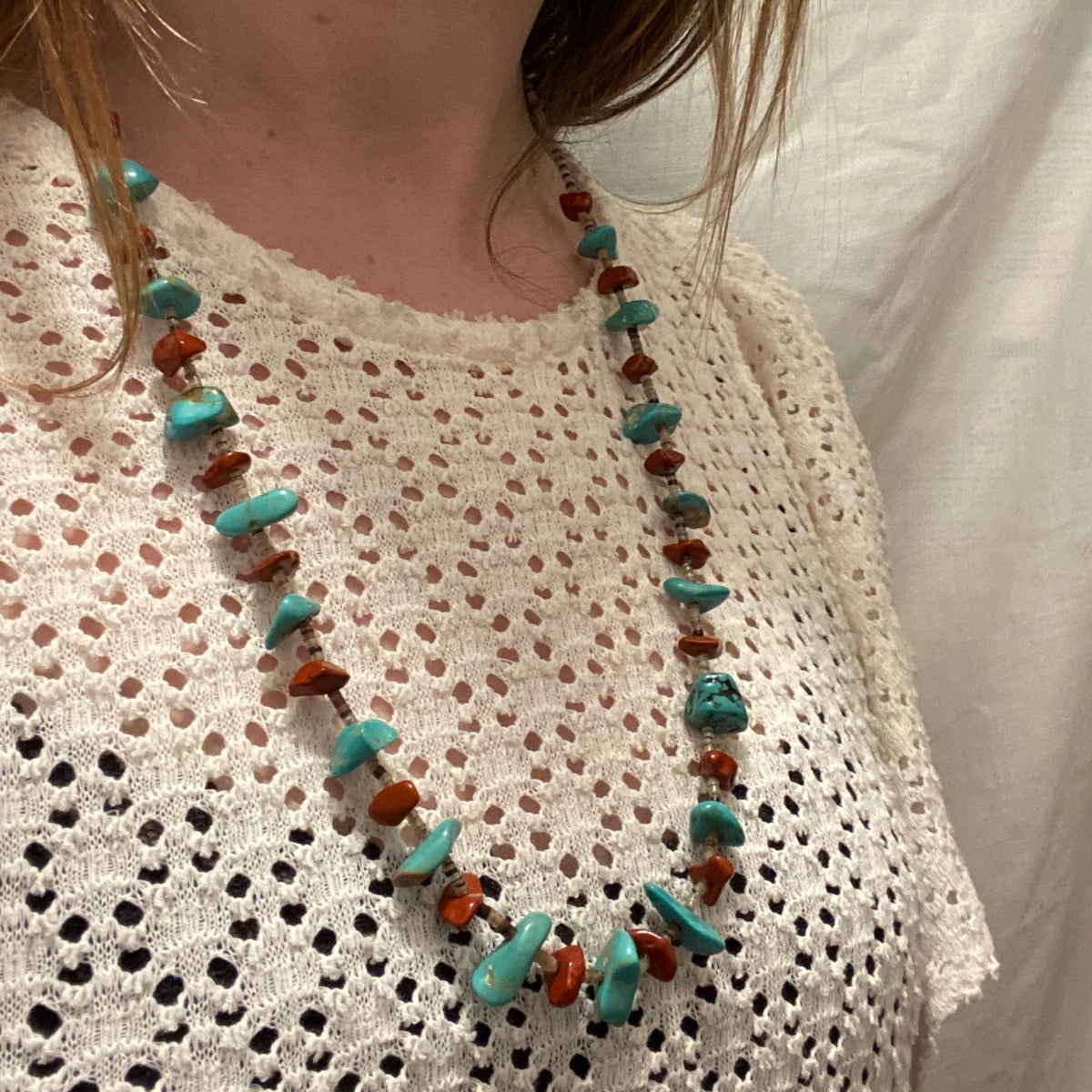 Turquoise Jasper and Heishi Bead Necklace