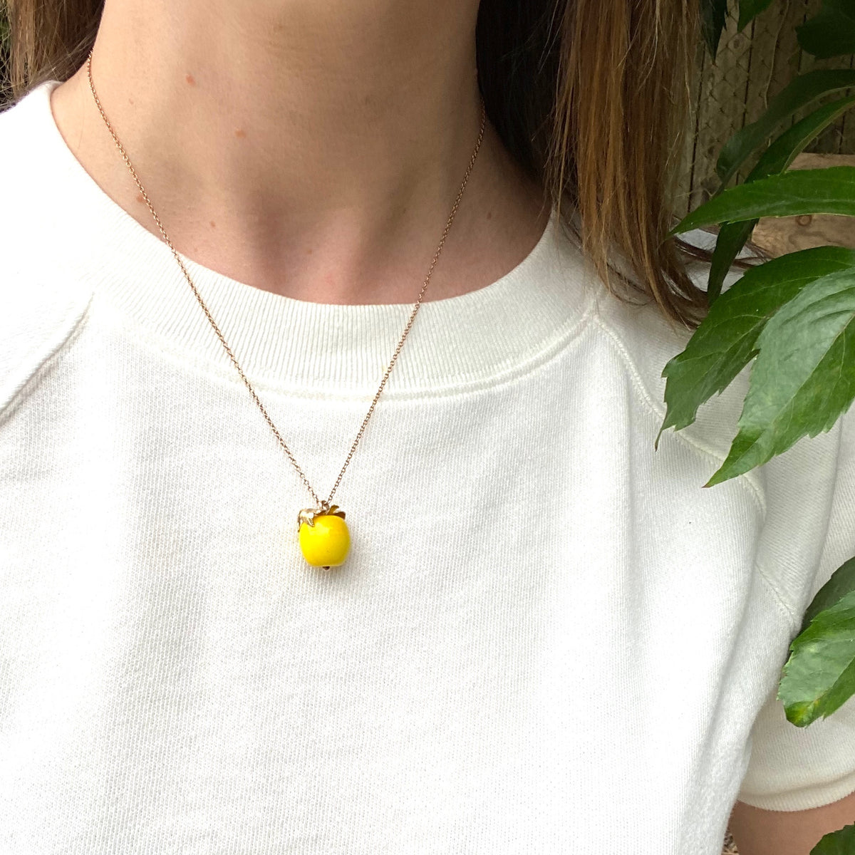 Vintage Glass and Gold Apple Pendant