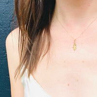 Delicate Gold Oak Leaf Pendant with Pearl Accent