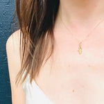 Delicate Gold Oak Leaf Pendant with Pearl Accent