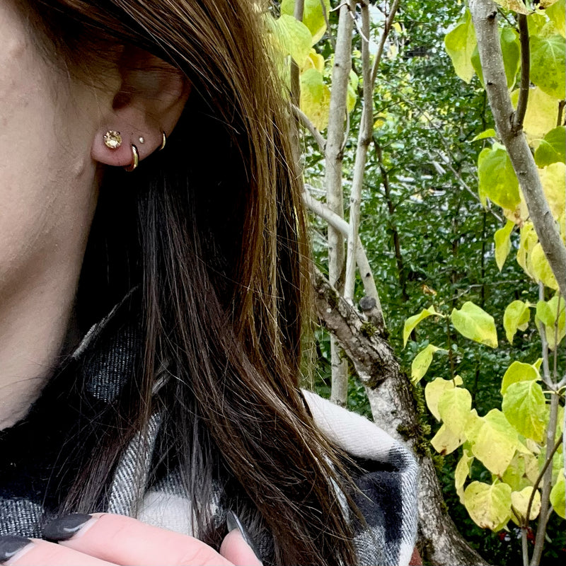 Antique Imperial Topaz in Recycled White Gold Studs