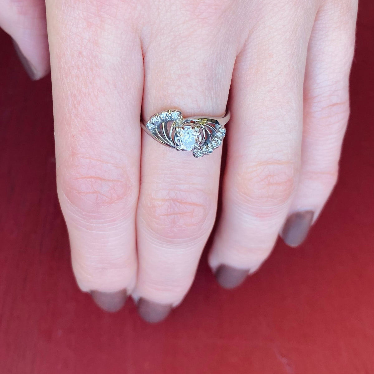 Mid Century Stylized Blossom Diamond Ring