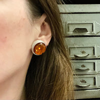 Sunny 1970's Amber Sterling Studs