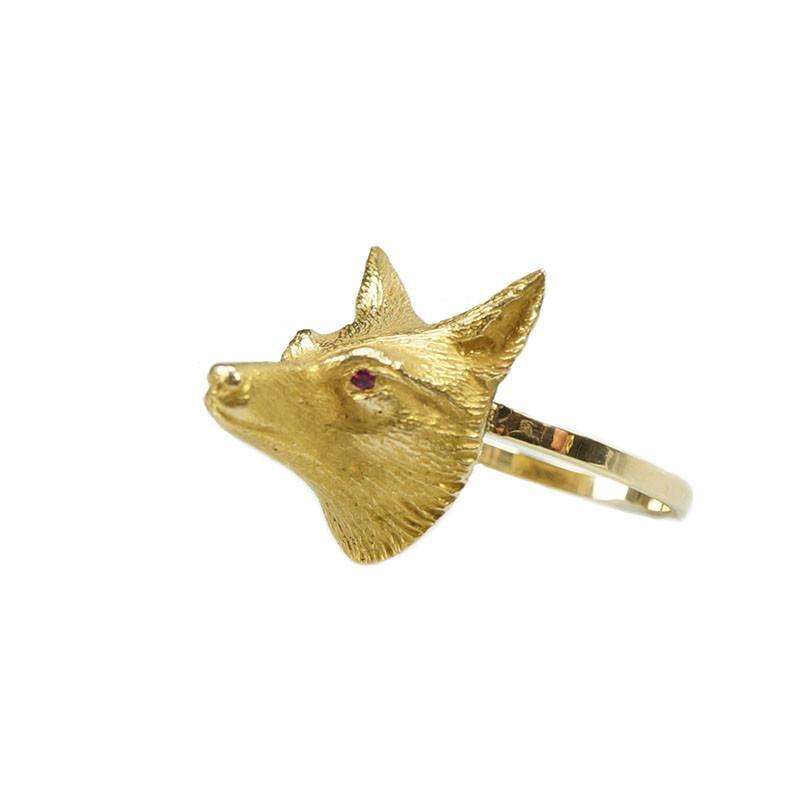 Vintage Gold Fox Head Conversion Ring