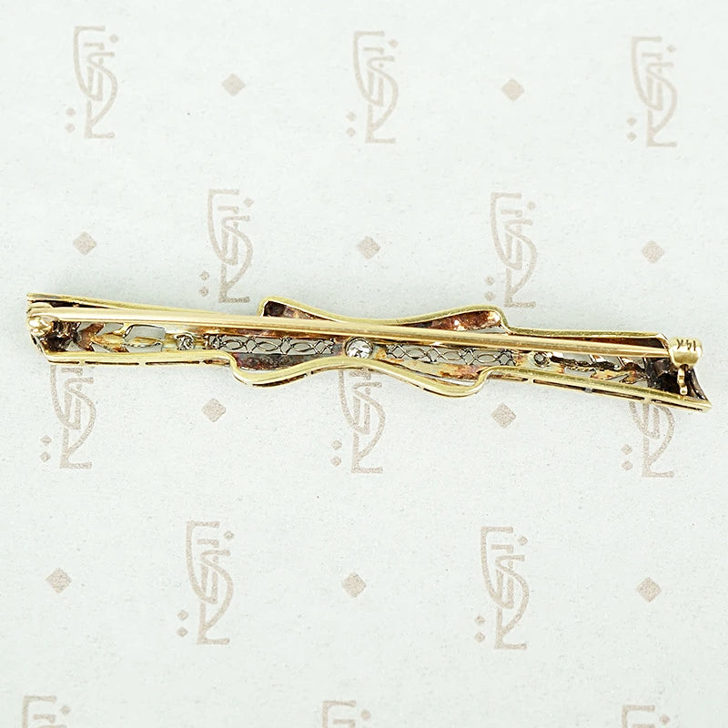 Art Deco Filigree Bow & Arrow Bar Pin
