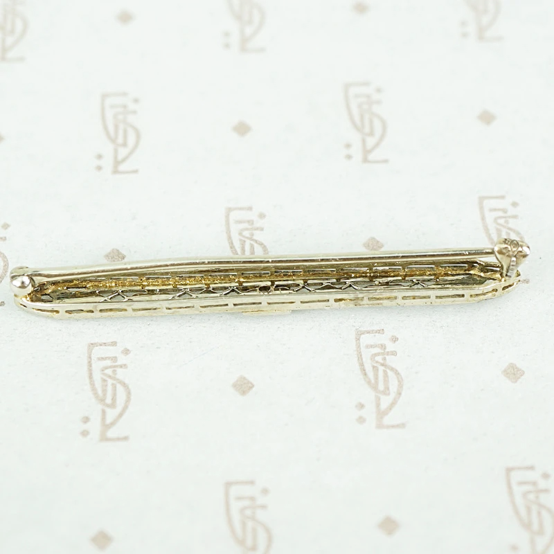 Exquisite Edwardian Diamond and Enamel Bar Pin