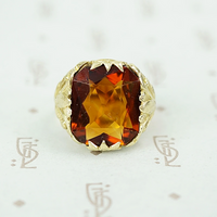 Arts and Crafts Lotus Blossom Citrine Ring