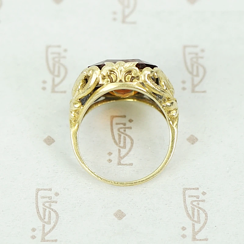 Arts and Crafts Lotus Blossom Citrine Ring