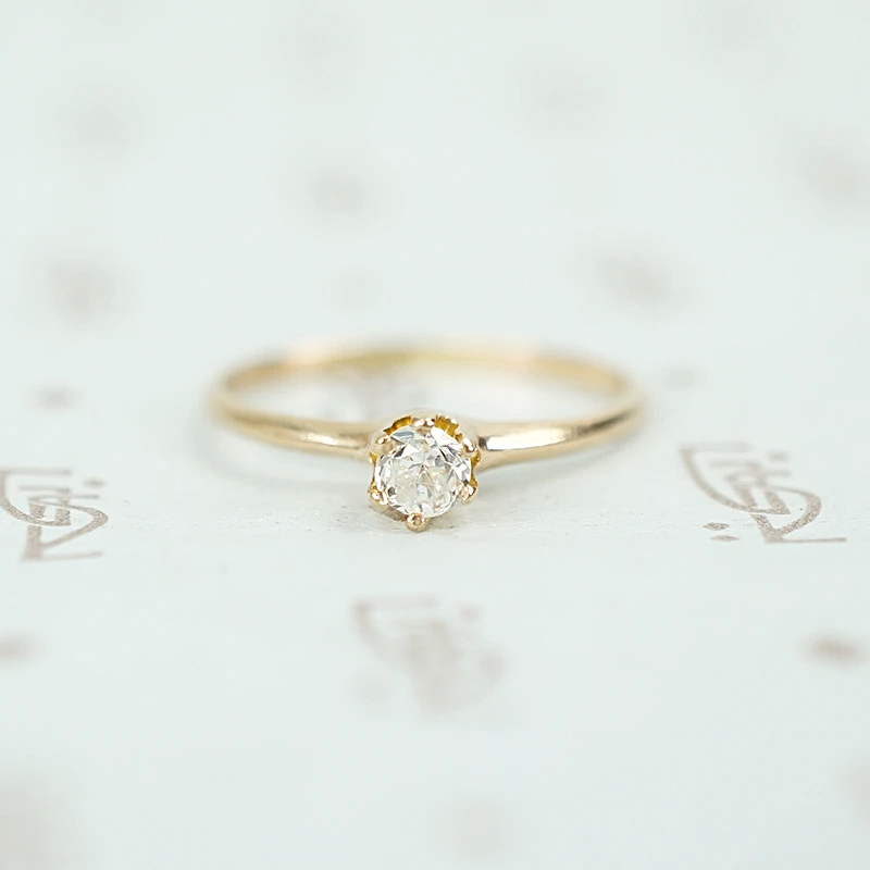 Petite Antique Old European Cut Diamond Solitaire