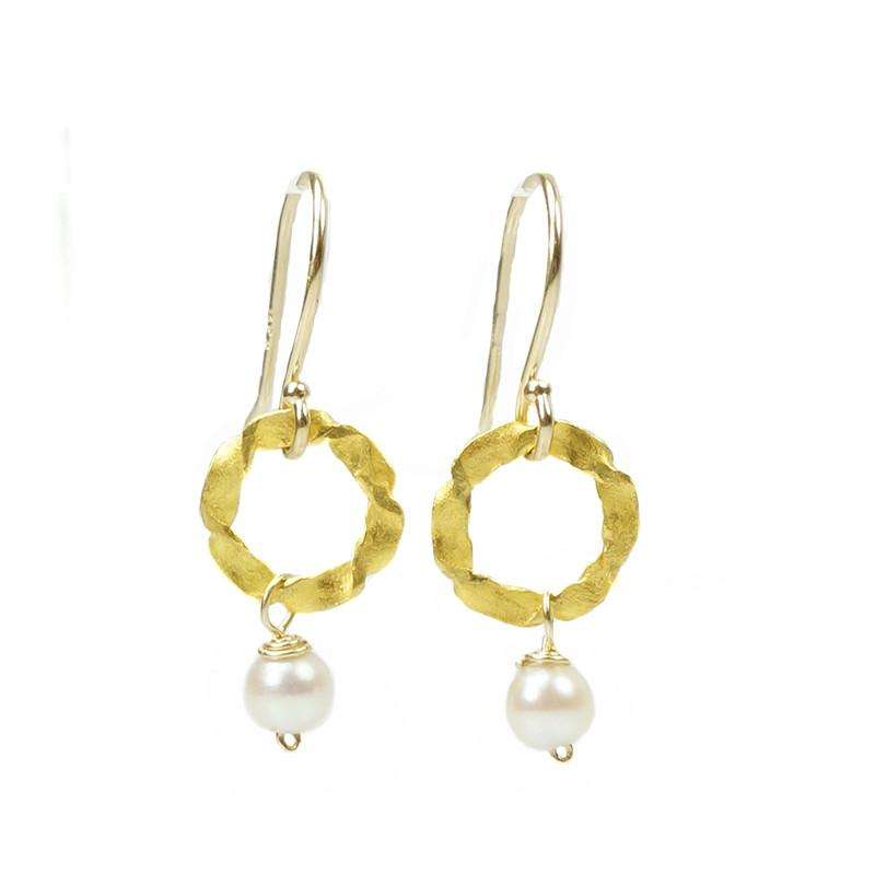 Twisted O Earrings by Brunet with Vintage Pearl Drop