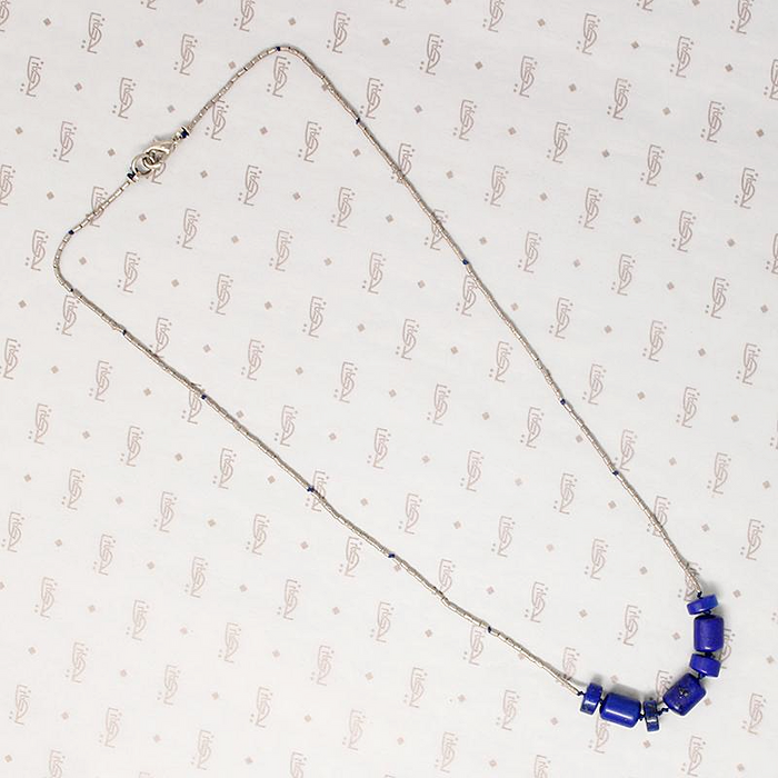 Ancient Lapis and Handmade Silver Bead Necklace by Ancient Influences