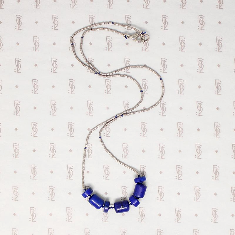 Ancient Lapis and Handmade Silver Bead Necklace by Ancient Influences