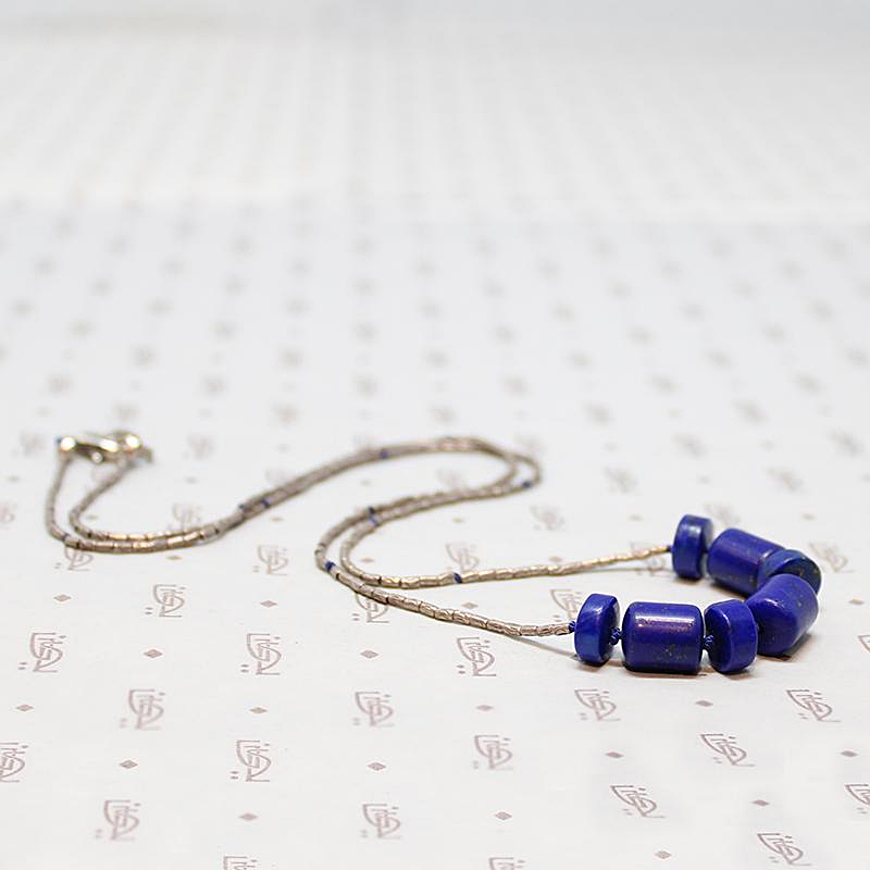 Ancient Lapis and Handmade Silver Bead Necklace by Ancient Influences