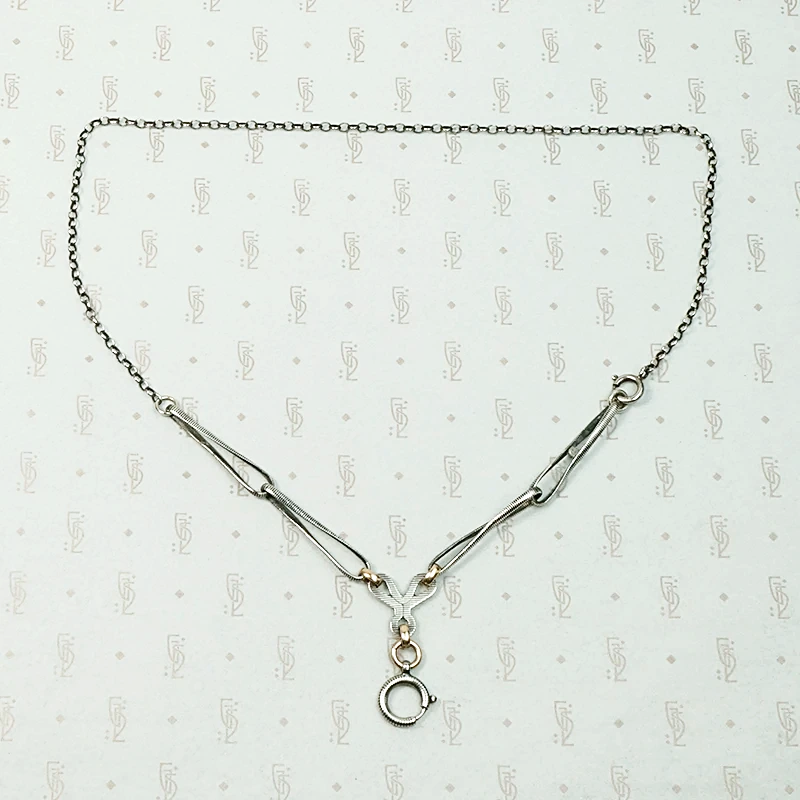 Niello Striped Married Chain with Rose Gold Details