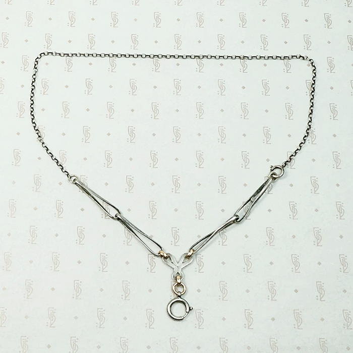Niello Striped Married Chain with Rose Gold Details