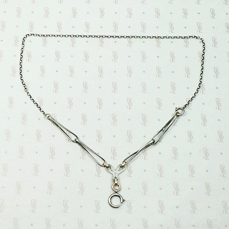 Niello Striped Married Chain with Rose Gold Details