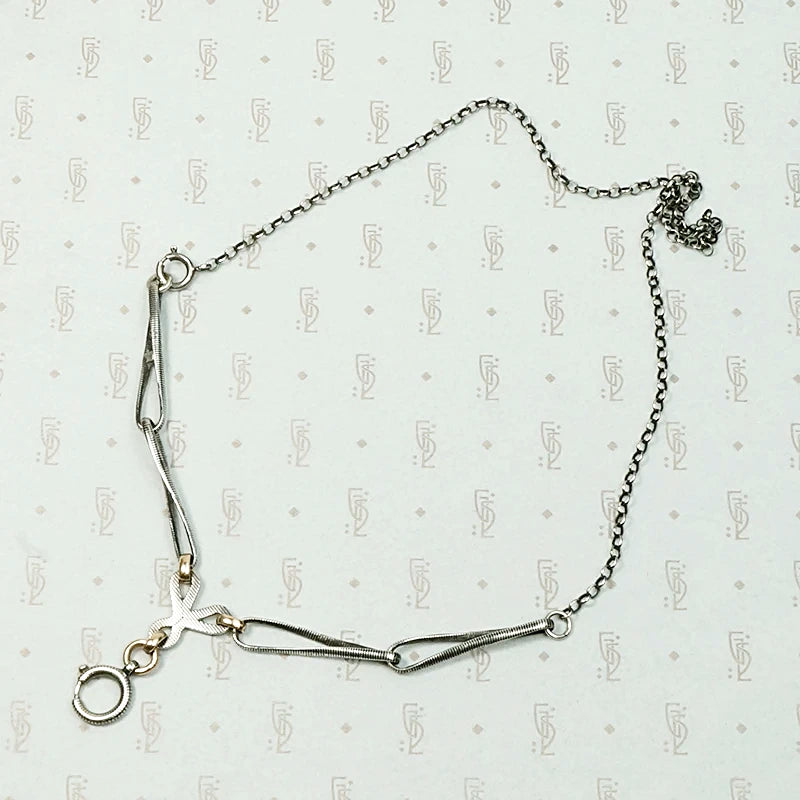 Niello Striped Married Chain with Rose Gold Details