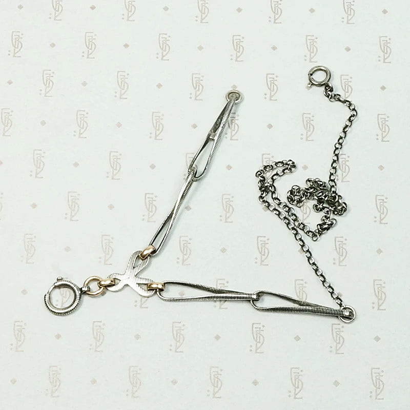 Niello Striped Married Chain with Rose Gold Details