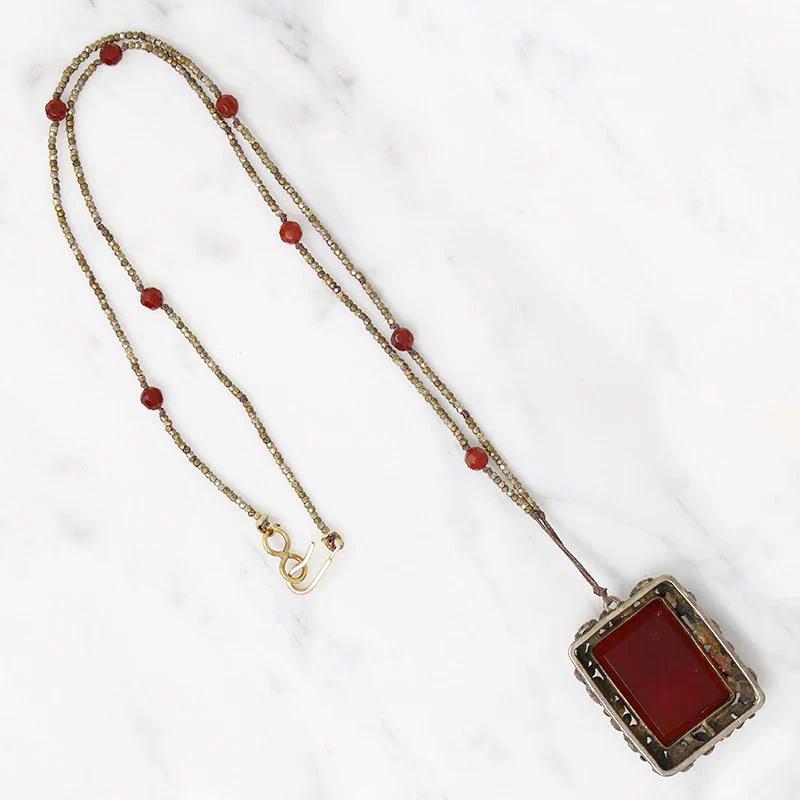 Carnelian and Cut Steel Knotted Necklace by Ancient Influences
