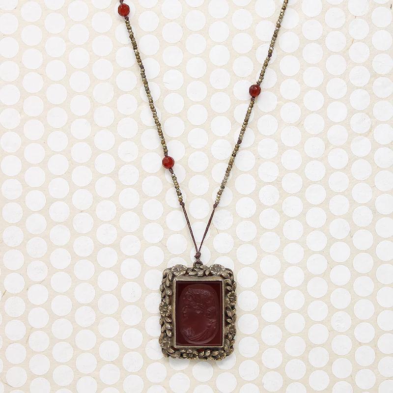 Carnelian and Cut Steel Knotted Necklace by Ancient Influences