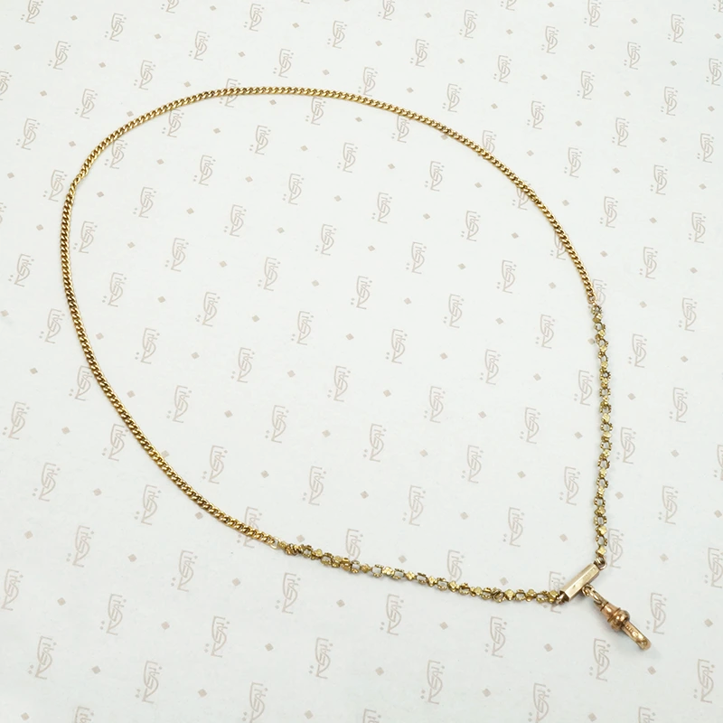 Floral & Flat Curb Link Gold Married Chain