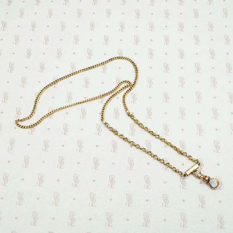 Floral & Flat Curb Link Gold Married Chain