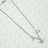 Antique Jade Bits on Silver Figaro Necklace